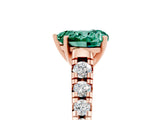 Rose gold Heart Cut Green Sapphire Solitaire Ring with Cathedral Setting and Pavé Band_5
