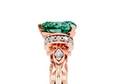 Rose gold Heart Cut Green Sapphire Solitaire Ring with Filigree Band and Four-Prong Setting_29