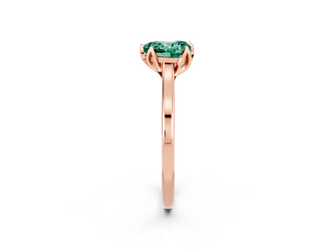 Rose gold Heart Cut Green Sapphire Solitaire Ring with Flower Prong Setting and Classic Band_14