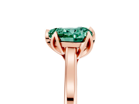 Rose gold Heart Cut Green Sapphire Solitaire Ring with Flower Prong Setting and Classic Band_17