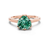 Rose gold Heart Cut Green Sapphire Solitaire Ring with Flower Prong Setting and Classic Band_37