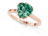 Rose gold Heart Cut Green Sapphire Solitaire Ring with Flower Prong Setting and Classic Band_38