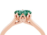 Rose gold Heart Cut Green Sapphire Solitaire Ring with Flower Prong Setting and Classic Band_41