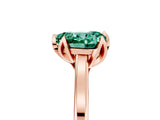 Rose gold Heart Cut Green Sapphire Solitaire Ring with Flower Prong Setting and Classic Band_42