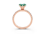 Rose gold Heart Cut Green Sapphire Solitaire Ring with Pavé Accents and Four-Prong Setting_3