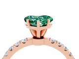 Rose gold Heart Cut Green Sapphire Solitaire Ring with Pavé Accents and Four-Prong Setting_4