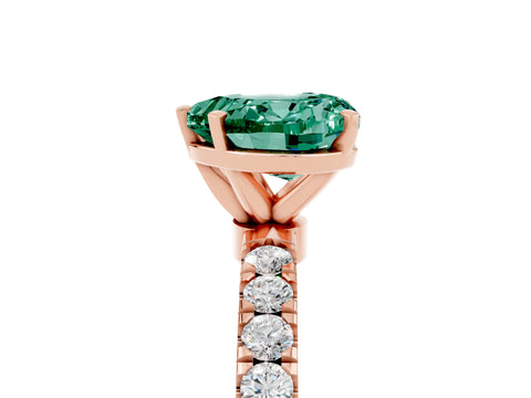 Rose gold Heart Cut Green Sapphire Solitaire Ring with Pavé Accents and Four-Prong Setting_5