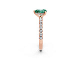 Rose gold Heart Cut Green Sapphire Solitaire Ring with Pavé Band and Four-Prong Setting_26