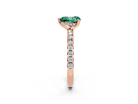 Rose gold Heart Cut Green Sapphire Solitaire Ring with Pavé Band and Four-Prong Setting_26