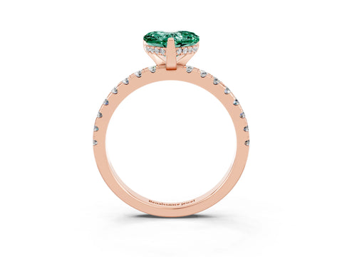 Rose gold Heart Cut Green Sapphire Solitaire Ring with Pavé Band and Four-Prong Setting_27