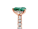 Rose gold Heart Cut Green Sapphire Solitaire Ring with Pavé Band and Four-Prong Setting_29