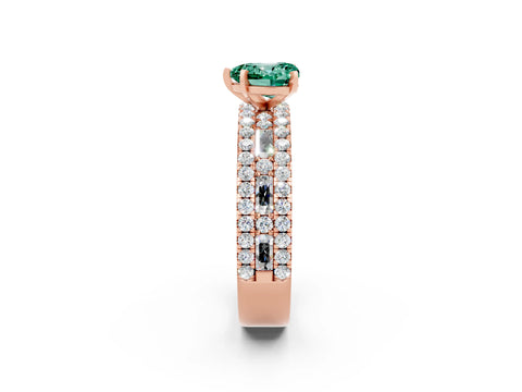 Rose gold Heart Cut Green Sapphire Solitaire Ring with Pavé and Channel Set Band_2