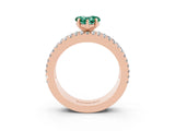 Rose gold Heart Cut Green Sapphire Solitaire Ring with Pavé and Channel Set Band_3