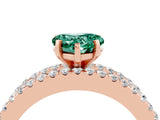 Rose gold Heart Cut Green Sapphire Solitaire Ring with Pavé and Channel Set Band_4