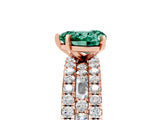 Rose gold Heart Cut Green Sapphire Solitaire Ring with Pavé and Channel Set Band_5