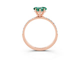 Rose gold Heart Cut Green Sapphire Solitaire Ring with Pave Band and Four Prong Setting_27
