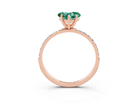Rose gold Heart Cut Green Sapphire Solitaire Ring with Pave Band and Four Prong Setting_27