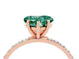 Rose gold Heart Cut Green Sapphire Solitaire Ring with Pave Band and Four Prong Setting_28