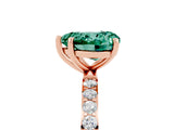 Rose gold Heart Cut Green Sapphire Solitaire Ring with Pave Band and Four Prong Setting_29