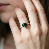 Rose gold Heart Cut Green Sapphire Solitaire Ring with Round  Pavé Band and Four-Prong Setting_44