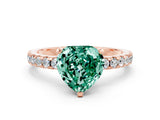 Rose gold Heart Cut Green Sapphire Solitaire Ring with Round  Pavé Band and Four-Prong Setting_44