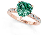 Rose gold Heart Cut Green Sapphire Solitaire Ring with Round  Pavé Band and Four-Prong Setting_45