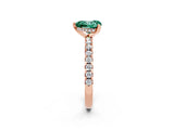 Rose gold Heart Cut Green Sapphire Solitaire Ring with Round  Pavé Band and Four-Prong Setting_46
