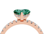 Rose gold Heart Cut Green Sapphire Solitaire Ring with Round  Pavé Band and Four-Prong Setting_48