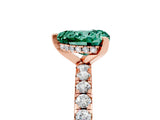 Rose gold Heart Cut Green Sapphire Solitaire Ring with Round  Pavé Band and Four-Prong Setting_49