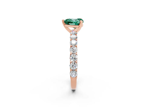 Rose gold Heart Cut Green Sapphire Solitaire Ring with Shared Prong Pavé Band and Four-Prong Setting_14