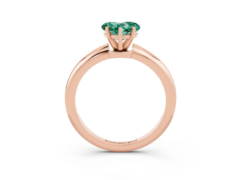 Rose gold Heart Cut Green Sapphire Solitaire Ring with Six-Prong Setting and Classic Band_3