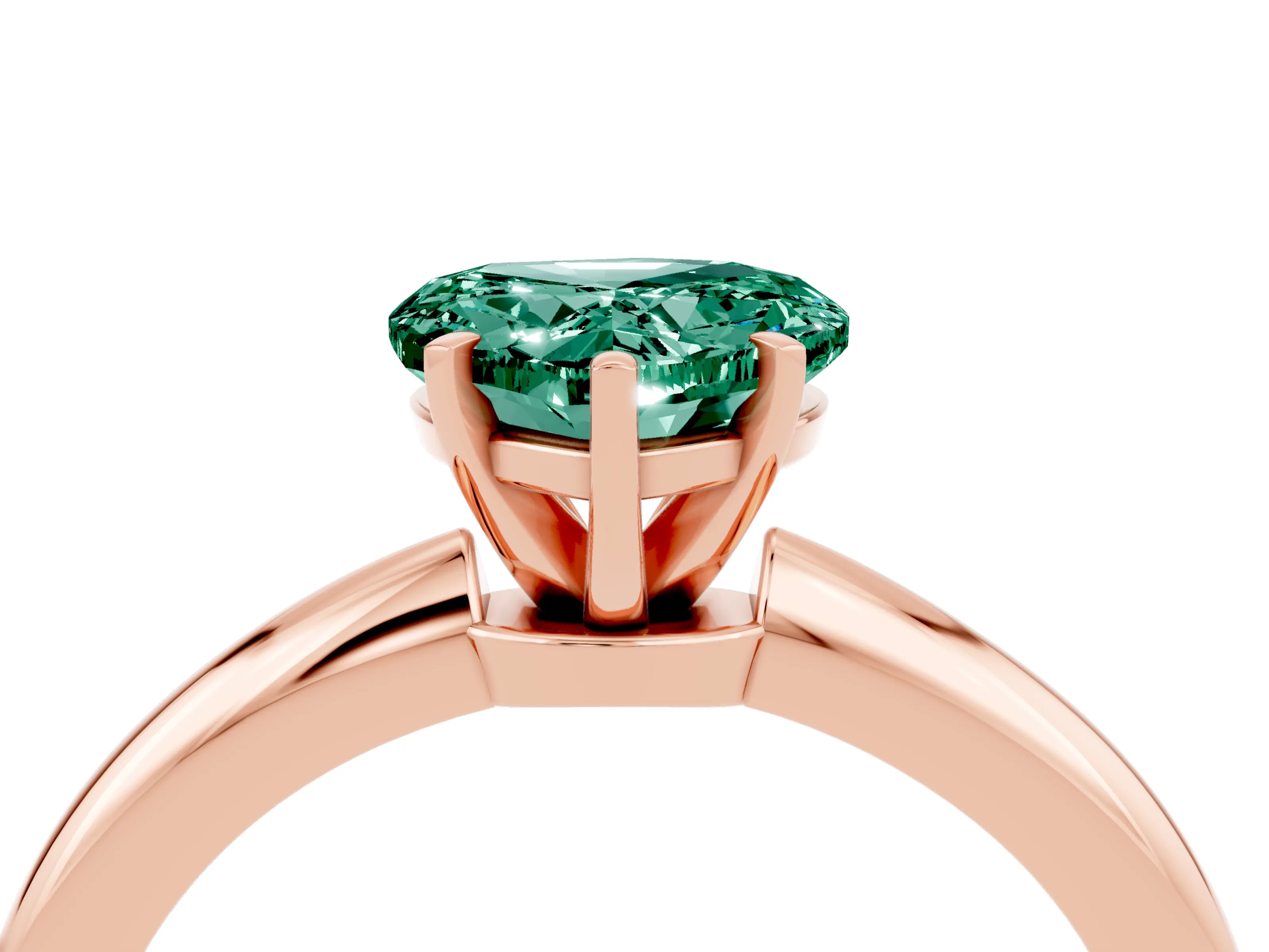 Rose gold Heart Cut Green Sapphire Solitaire Ring with Six-Prong Setting and Classic Band_4