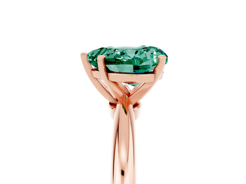 Rose gold Heart Cut Green Sapphire Solitaire Ring with Six-Prong Setting and Classic Band_5