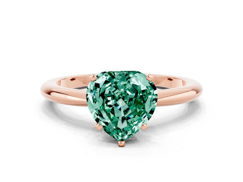 Rose gold Heart Cut Green Sapphire Solitaire Ring with Six-Prong Setting and Classic Band