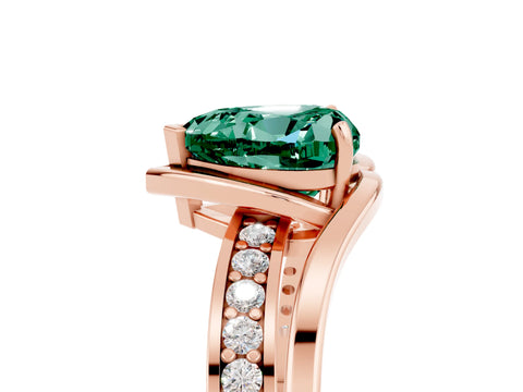 Rose gold Heart Cut Green Sapphire Solitaire Ring with Split Shank and Prong Setting_5