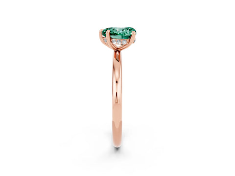 Rose gold Heart Cut Green Sapphire Solitaire Ring with Thin Band and Four-Prong Setting_2