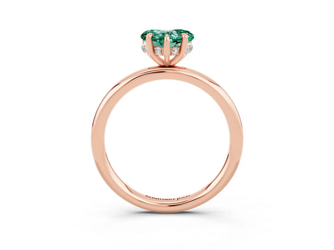 Rose gold Heart Cut Green Sapphire Solitaire Ring with Thin Band and Four-Prong Setting_3
