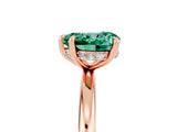 Rose gold Heart Cut Green Sapphire Solitaire Ring with Thin Band and Four-Prong Setting_5