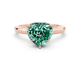 Rose gold Heart Cut Green Sapphire Solitaire Ring with Thin Band and Prong Setting_12