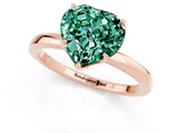 Rose gold Heart Cut Green Sapphire Solitaire Ring with Thin Band and Prong Setting_13