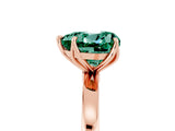 Rose gold Heart Cut Green Sapphire Solitaire Ring with Thin Band and Prong Setting_17