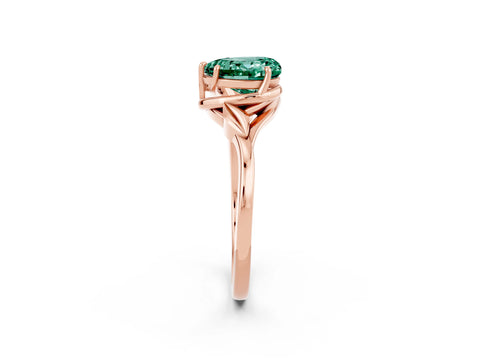 Rose gold Heart Cut Green Sapphire Solitaire Ring with Twist Band and Four-Prong Setting_26