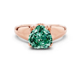 Rose gold Heart Cut Green Sapphire Solitaire Ring with Wide Band and Prong Setting