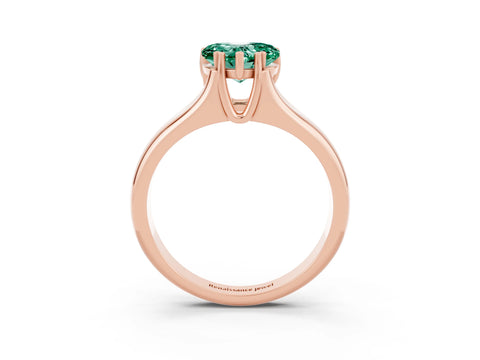 Rose gold Heart Cut Green Sapphire Solitaire Ring with Wide Band and Prong Setting_3
