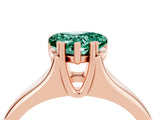 Rose gold Heart Cut Green Sapphire Solitaire Ring with Wide Band and Prong Setting_4