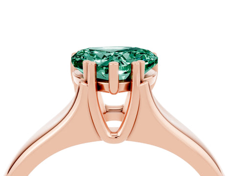 Rose gold Heart Cut Green Sapphire Solitaire Ring with Wide Band and Prong Setting_4