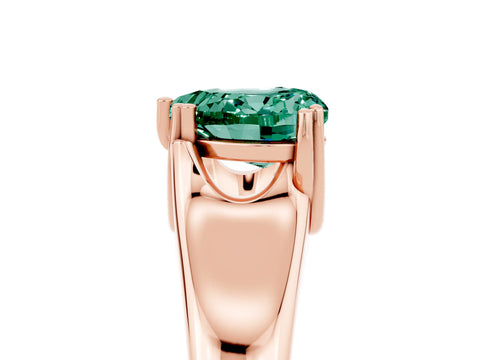 Rose gold Heart Cut Green Sapphire Solitaire Ring with Wide Band and Prong Setting_5