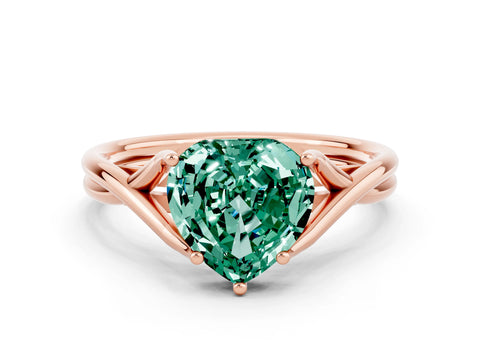 Rose gold Heart Cut Green Sapphire Solitaire Twist Band Prong Setting Ring_48