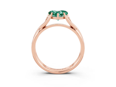 Rose gold Heart Cut Green Sapphire Solitaire Twist Band Prong Setting Ring_51