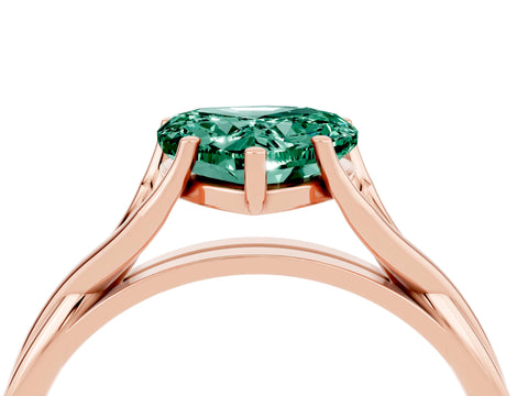 Rose gold Heart Cut Green Sapphire Solitaire Twist Band Prong Setting Ring_52